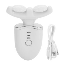 (White) 4-in-1-Gesichts- & Nackenmassager, Mikrostrom, Faltenreduzierend
