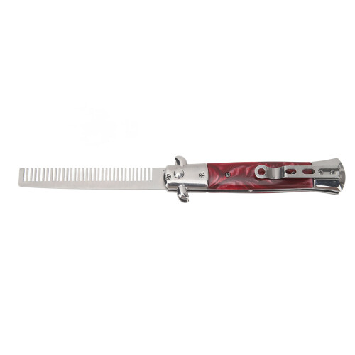 (redshell) Switchblade Comb Automatic Foldable Pocket Hair Beard Moustache Comb 2