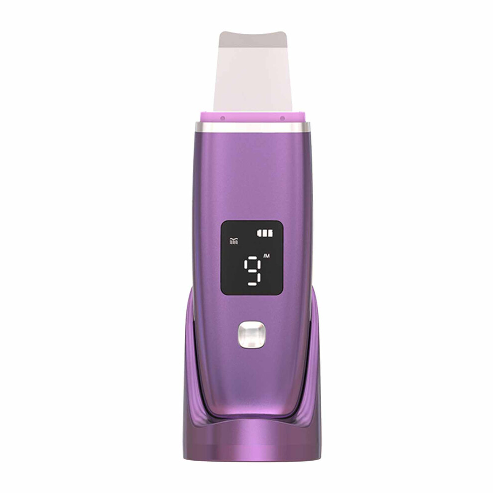 (Purple) Skin Scrubber Face Spatula 4 Modes Rechargeable Blackhead Remover