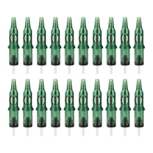 (Green) 20PCS Tattoo Cartridges Ballpoint Pen Elastic Spring Translucent Black