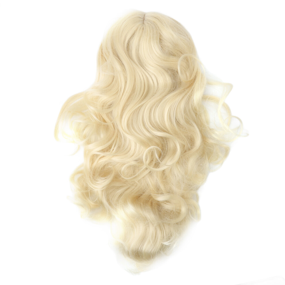 Unisex Blonde Wavy Wig Heat Resistant Synthetic Middle Part Halloween Cosplay