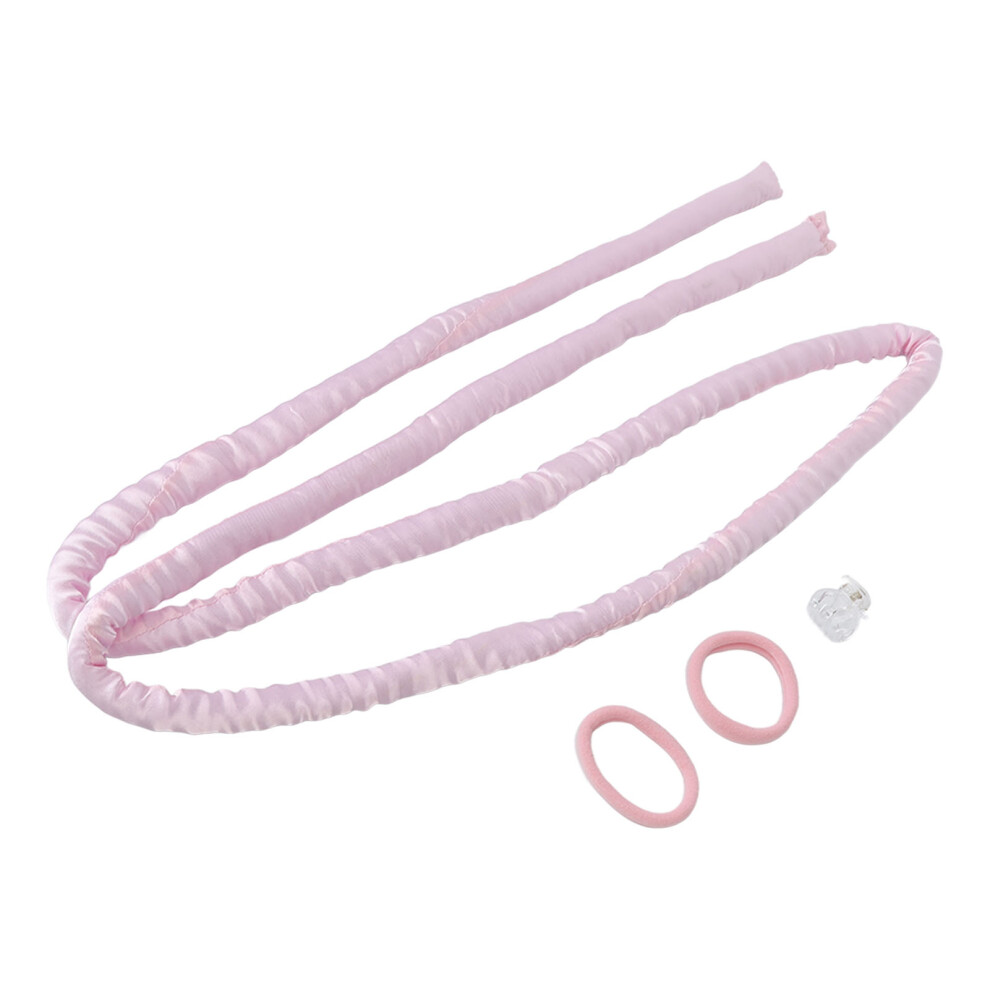 Pink Heatless Curling Set Hair Rod Headband Clips Diy Curls Rollers
