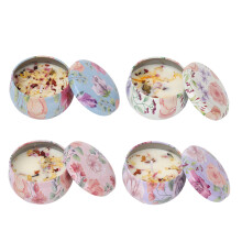 4pcs Dried Flower Scented Candle Pink Box Long Lasting Aromatherapy