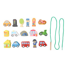 Holz-Fädel-Spielzeug mit Autos für Kleinkinder