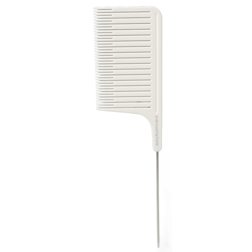 Unisex White (White) Hair Highlight Comb Stainless Steel Rat Tail Comb