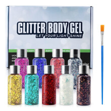 9x 30ml wasserfester Glitter-Gel für Make-up