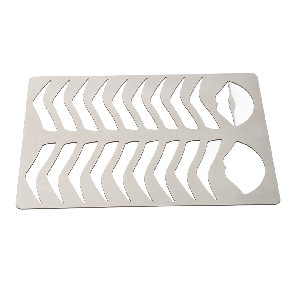 Silver Eyebrow Lip Stencils Brushed Stainless Steel Practice Template