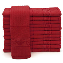 (Red) Kitchen Tea Towels Cooks Luxury Jacquard Woven Set of 3 Tea Towels Kitchen Washable Long-lasting