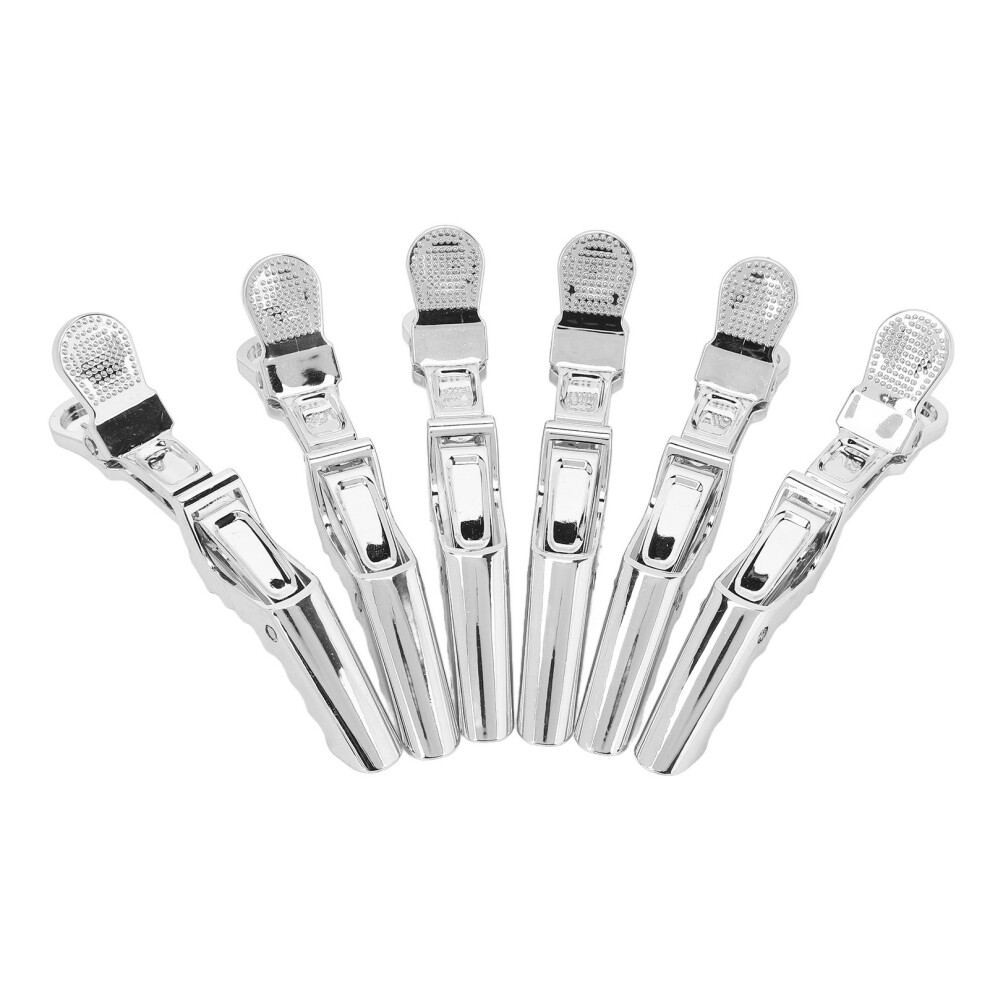 Unisex Silver,Gold (Silver) 6Pcs Hair Styling Clips Double Hinged Sectioning Clips For Salon Gold