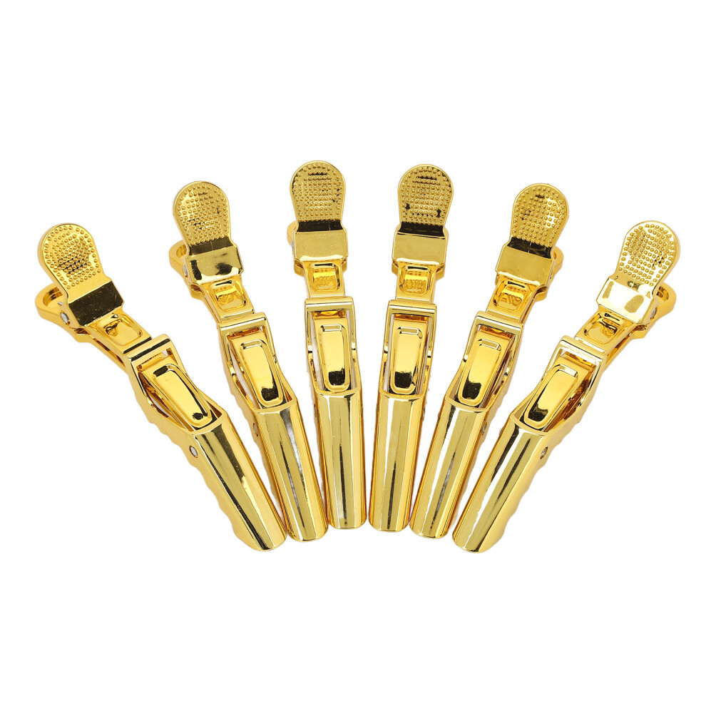 Unisex Gold (Gold) 6Pcs Hair Styling Clips Double Hinged Sectioning Clips For Salon