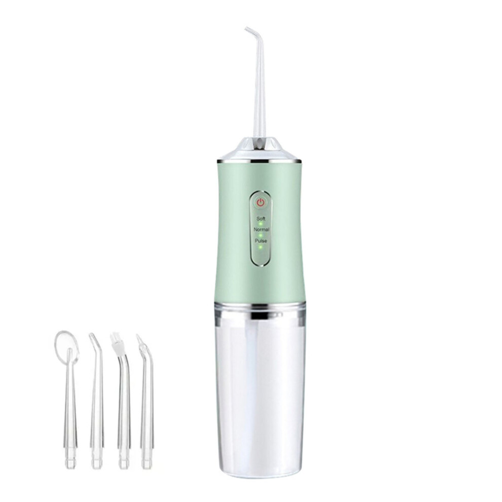 Green (Green) Electric Dental Irrigator 4 Nozzles Portable Water Flosser