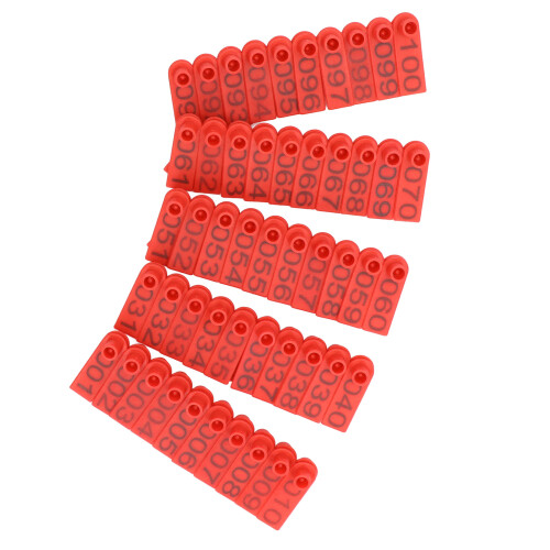 100 Sets Red Numbered Livestock Ear Tags for Cattle Pig Sheep Identification 2