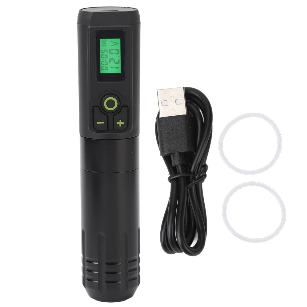 Black Wireless Rotary Tattoo Pen 2000Mah Battery With Display Screen