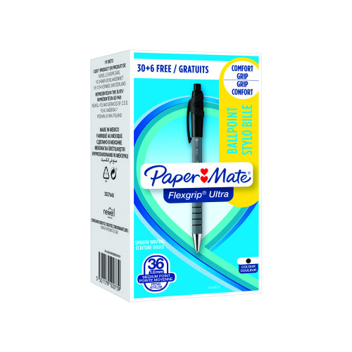 Paper Mate Papermate Flexgrip Ultra ST Black Stick ballpoint pen Medium 36 pc(s)