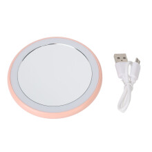 (Pink) Kompakter LED-Makeupspiegel USB wiederaufladbar rund himmelblau