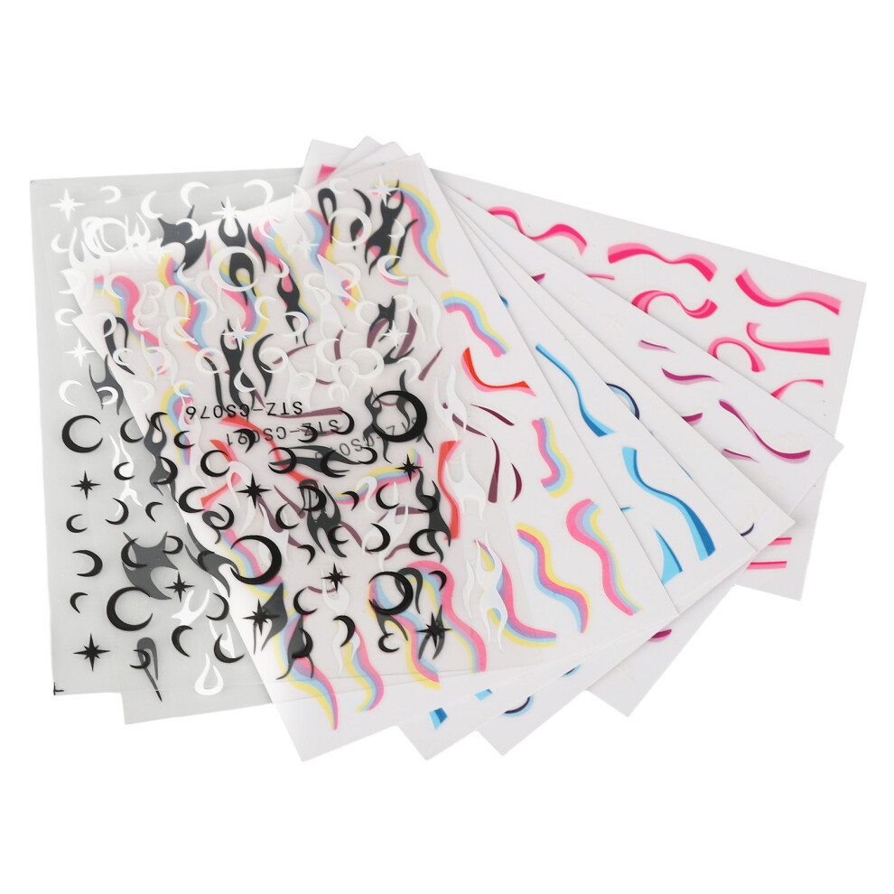 7 Sheets of Fire Flame Nail Stickers Self Adhesive for Nail Art Decoration AU