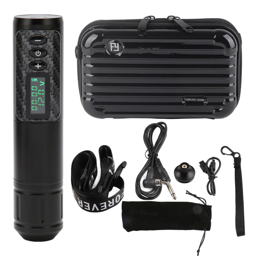 Black (Black) Wireless Rotary Tattoo Pen Kit 3.5Mm Stroke Oled 1800Mah