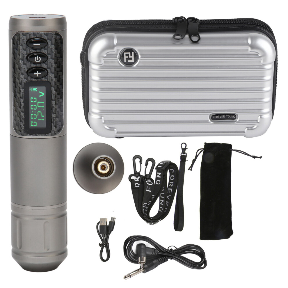 Grey/Black () Wireless Rotary Tattoo Pen Kit 3.5Mm Stroke Oled 1800Mah