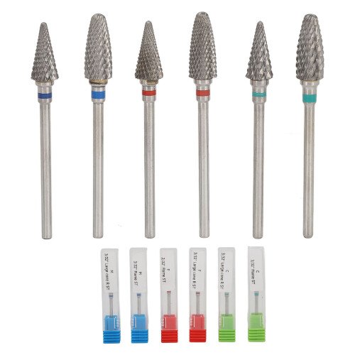 6x Nagelkunst-Feilenbits aus Wolframstahl zur Hautentfernung