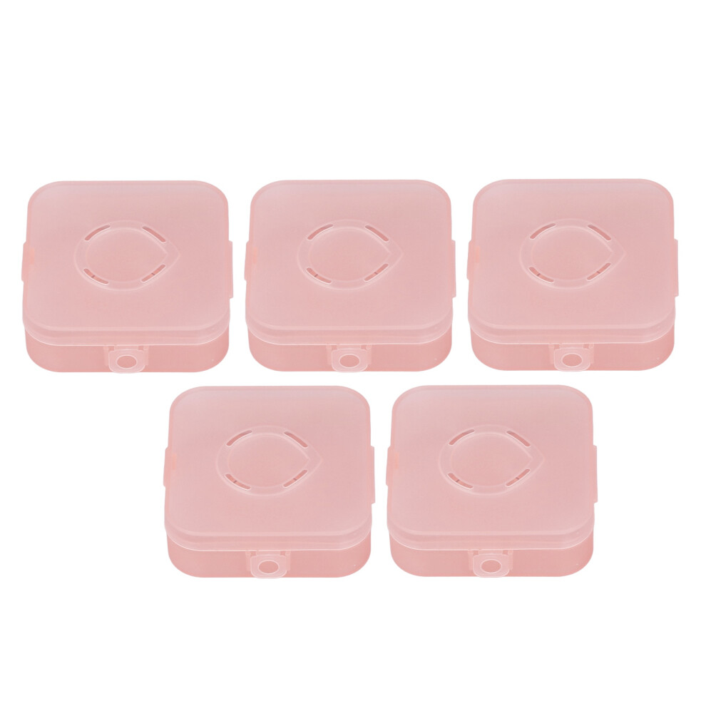 Pink 5Pcs Transparent Makeup Puff Storage Case Dustproof Breathable