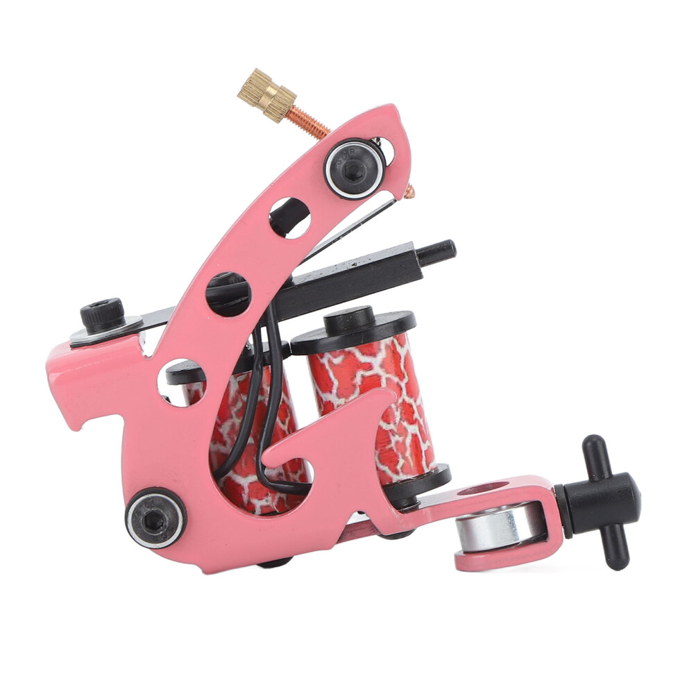 Pink 10 Wraps Tattoo Machine Copper Coil Professional Device