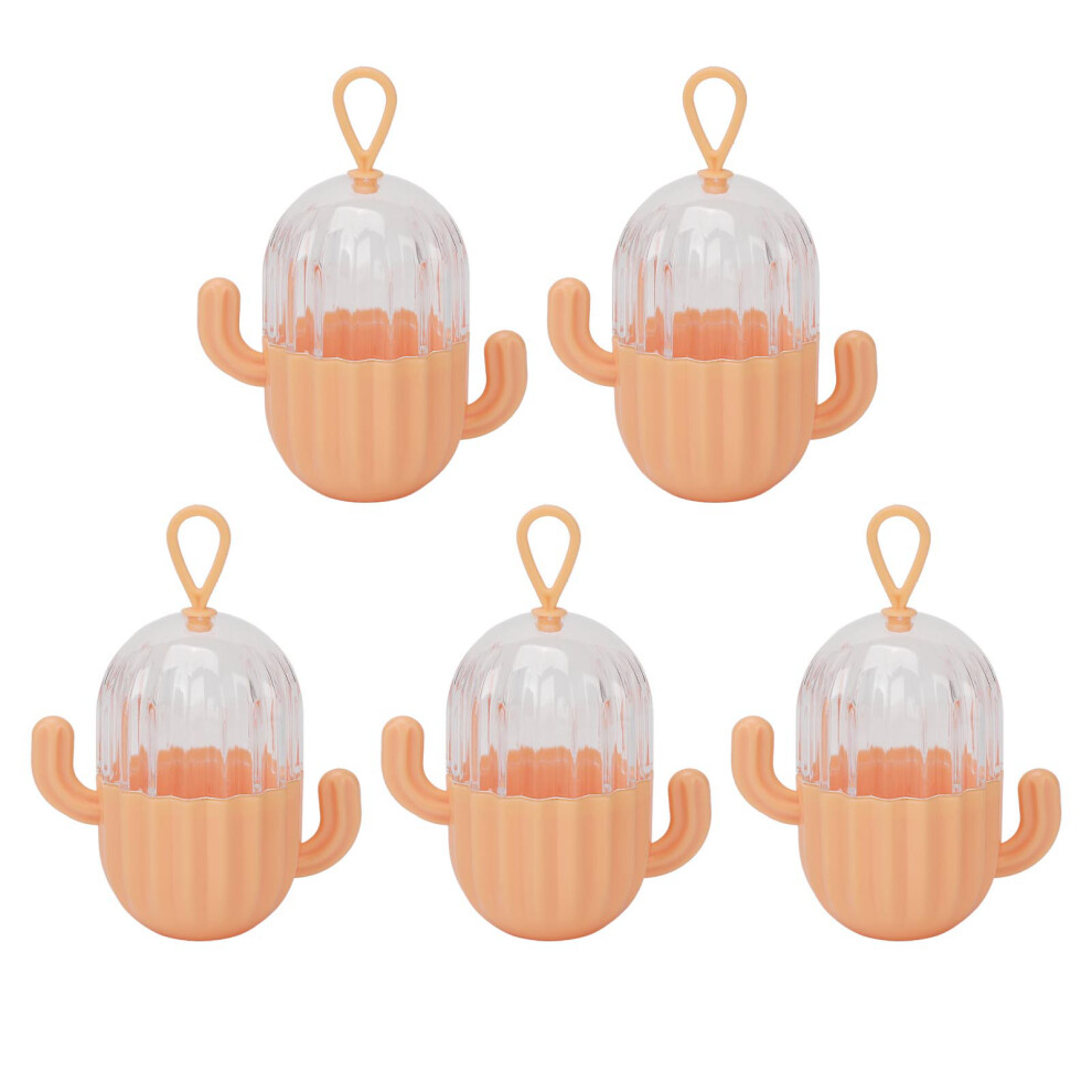 Transparent Lid Cactus Shape Makeup Sponge Case with Handle 5pcs