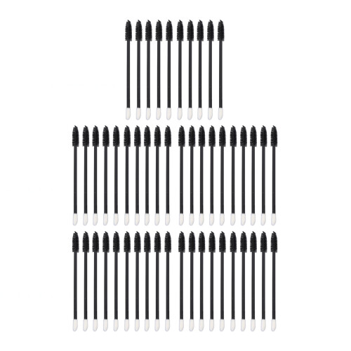 (Black) 50 Stk. Einweg-Doppelendiger Wimpernpinsel Schwarz