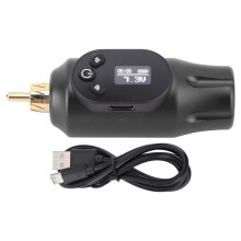 (Black) 2000mAh Wireless Tattoo Battery RCA Digital Display Black