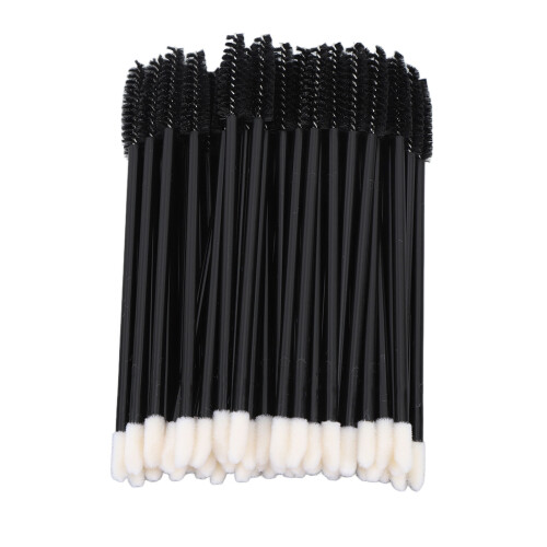 (Black) 50 Stk. Einweg-Doppelendiger Wimpernpinsel Schwarz 1