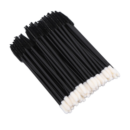 (Black) 50 Stk. Einweg-Doppelendiger Wimpernpinsel Schwarz 2