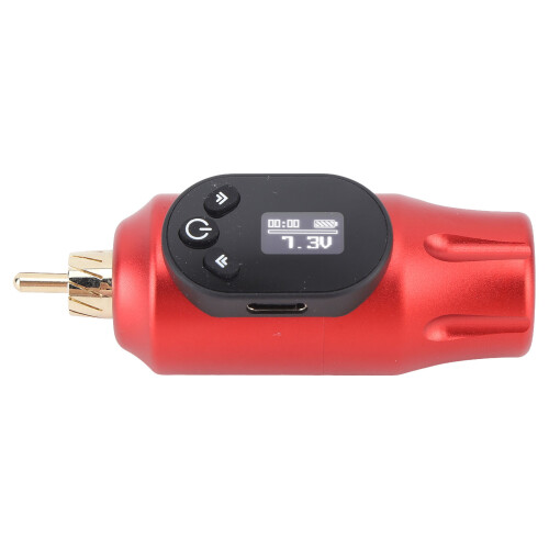 (Red) 2000mAh Wireless Tattoo Battery RCA Digital Display Black 1