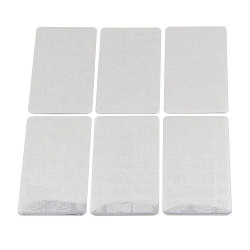 6x Nagelkunst-Stempelplatten Edelstahl Fingernagel