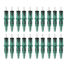 (Green) 20pcs 5ml Tattoo Pen Cartridges Liner Shader Ink Free Practice Blue