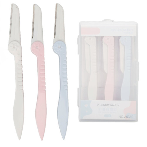 3pcs Eyebrow Dermaplaning Tool Folding Exfoliating Shaper