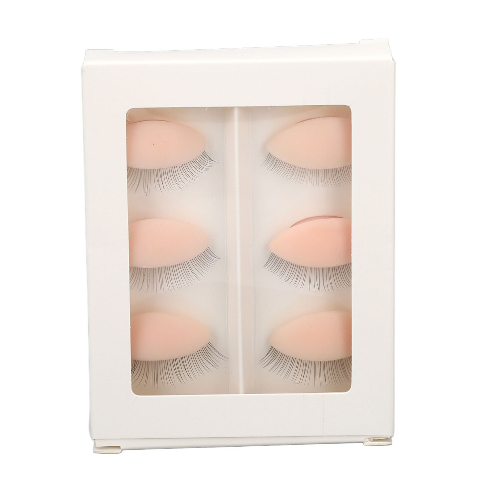 (Pink) 3 Pairs Replacement Eyelids for Mannequin Head Eyelash Practice Pink
