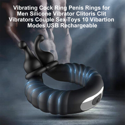 Wtoyu Vibrating Cock Ring Silicone USB Rechargeable 10 Modes