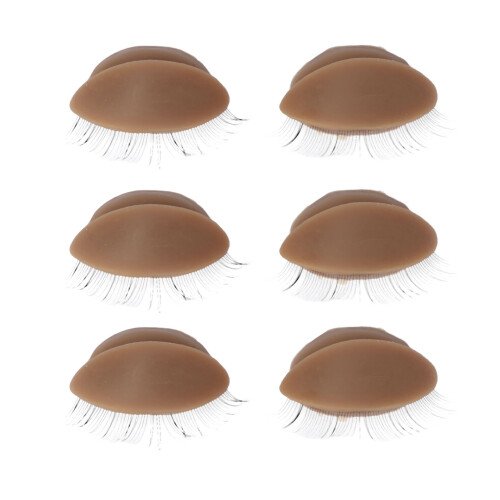 (Coffee) 3x Pink Replacement Eyelids for Mannequin 2