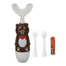 (Brown) Spazzolino Elettrico Bambini U Silicone 3 Teste