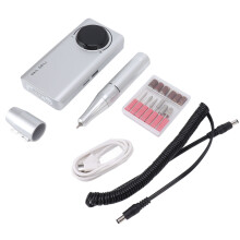 (Silver) Trapano Unghie Elettrico 35000RPM LED Argento