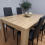 Dining Table and 4 Chairs Oak Black Leather Dining Set (140x80x75cm) 4