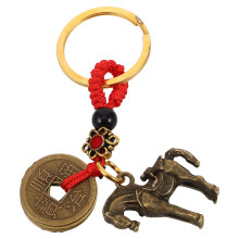 Brass Bil Anhängare Zodiac Häst Nyckelring För Feng Shui