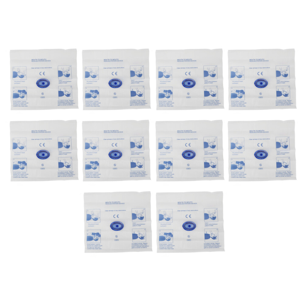 10Pcs Disposable Cpr Face Shield With One Way Valve For Training 461605432052