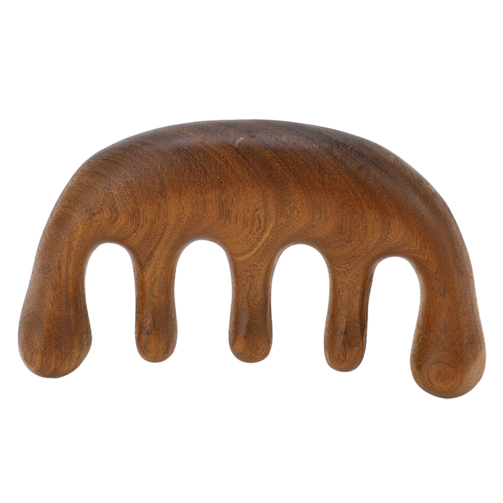 Unisex Green Sandalwood Gua Sha Comb Ergonomic Wide Tooth Scalp Neck Massage