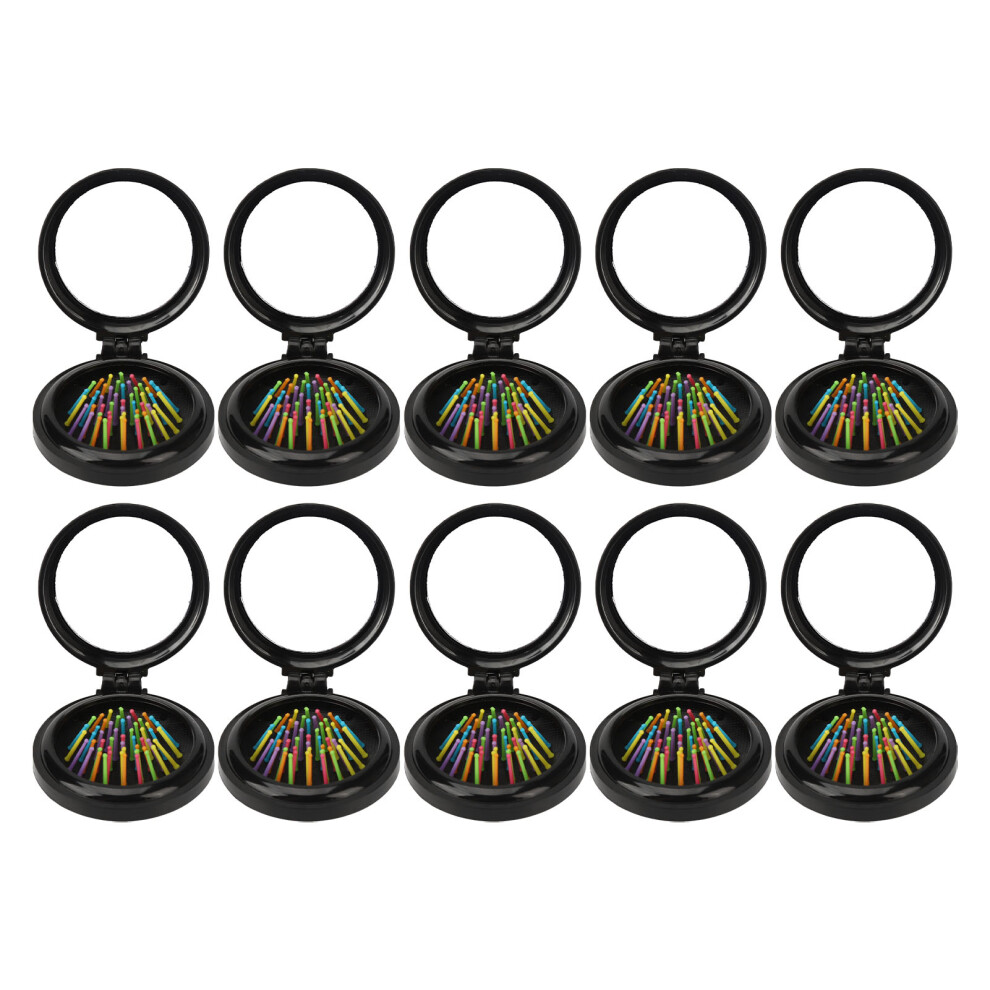 10pcs Foldable Mirror Hair Brush Colorful Tooth Comb Portable