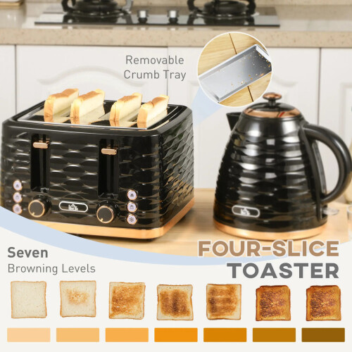 Homcom 1.7 Litre Kettle and Toaster Set 3000W with Rapid Boil 1
