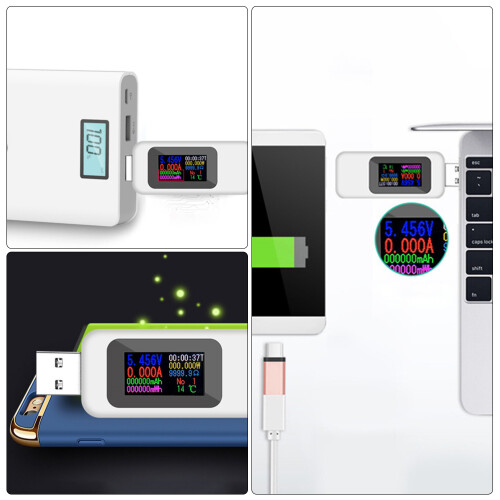 2St Usb Voltmeter Ammeter Skärmtestare ( Batteri, Svart, Vit) 2