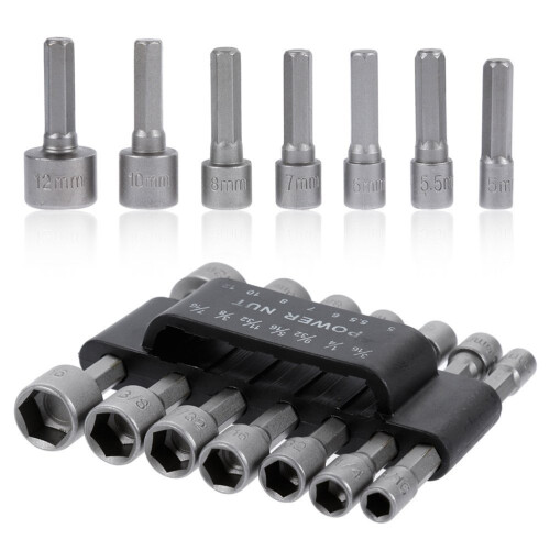 14 Delar 5-12 Mm Metriska Socketmuttrar 1/4 Hex Verktygssats