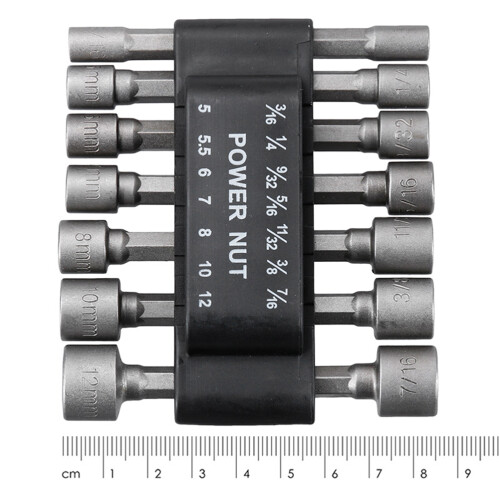 14 Delar 5-12 Mm Metriska Socketmuttrar 1/4 Hex Verktygssats 1