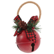 1Pc Xmas Tree Bell Ornament Red Linen Ring Door Handle Pendant