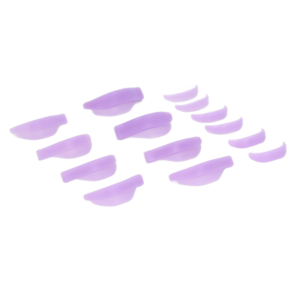 (Purple) 7 Pairs Silicone Eyelash Perming Curler Reusable Lash Lift Pink
